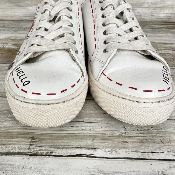 ALDO White Sneakers Women Size 6 Mavrina Trainers Lace Up Shoes Leather Studded - Picture 8 of 13